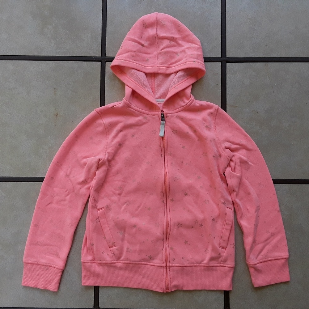 Girls size: M(7/8) Gold Star Print Zip-up Hoodie
